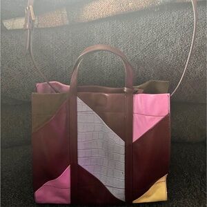Fossil Geometric Color Block Tote Bag